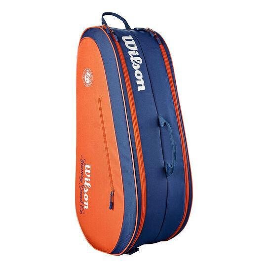 Wilson Team Roland Garros thermal bag - 6 racquets, stylish tennis bag for up to 6 racquets and gear in blue and orange.