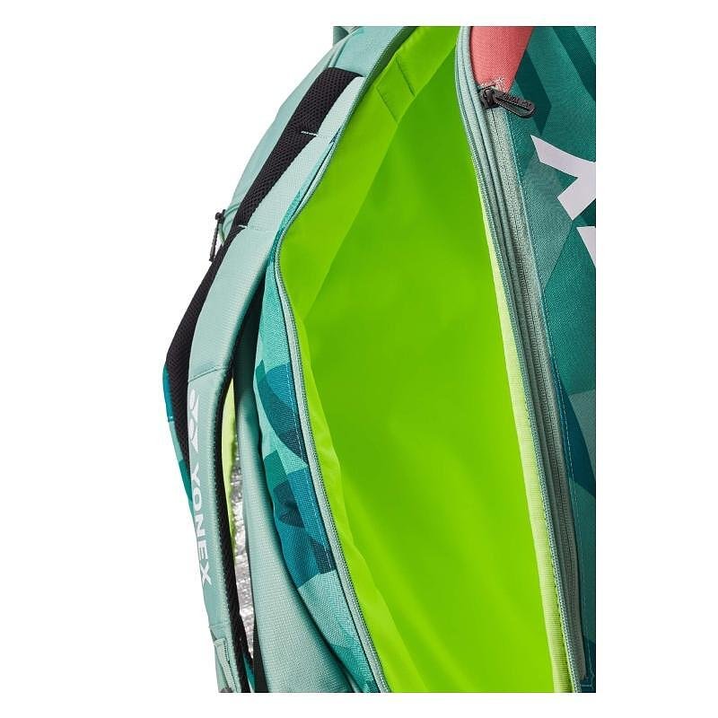 Термобег YONEX PRO BAG Olive Green - 12 ракети, просторен тенис сак с отделения за ракети, обувки и екипировка