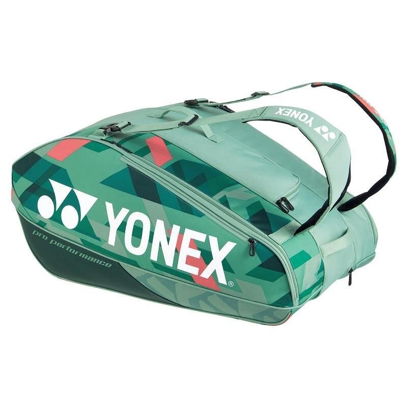 Термобег YONEX PRO BAG Olive Green - 12 ракети, зелен тенис сак Yonex за до 12 ракети и аксесоари