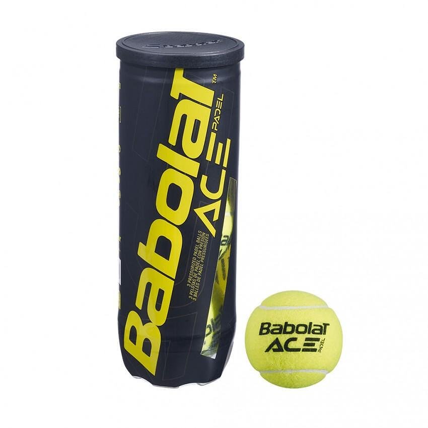 Babolat ACE PADEL X3 padel balls in a tube for competitive and fast play, approved by the International Padel Federation.