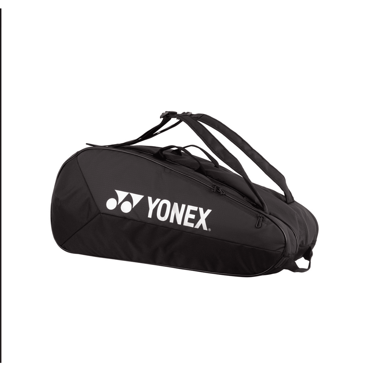 Термобег Yonex Team Black - 9 ракети, черен тенис сак с YKK ципове, джоб за обувки и раменни презрамки